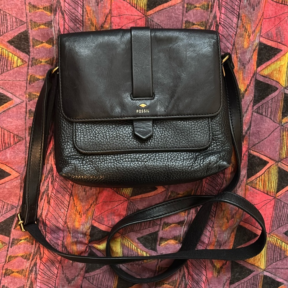 Fossil Kinley Small Leather Crossbody - Black